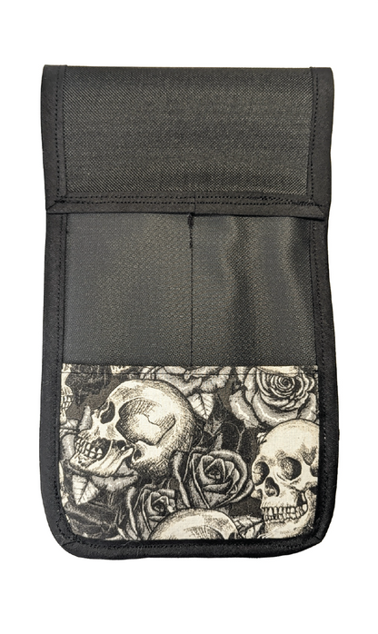 Skulls and Roses in Black and White Massage Therapist Double Lotion and Utility Holster