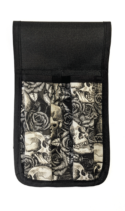 Skulls and Roses in Black and White Massage Therapist Double Lotion and Utility Holster