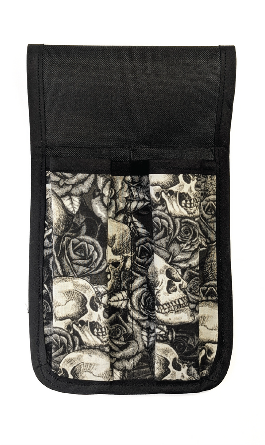 Skulls and Roses in Black and White Massage Therapist Double Lotion and Utility Holster
