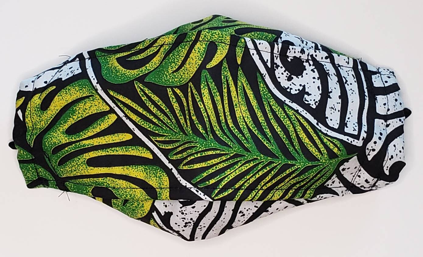 Green & White Polynesian 3D Mask