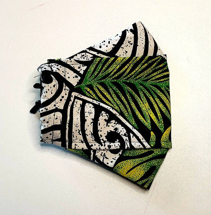 Green & White Polynesian 3D Mask