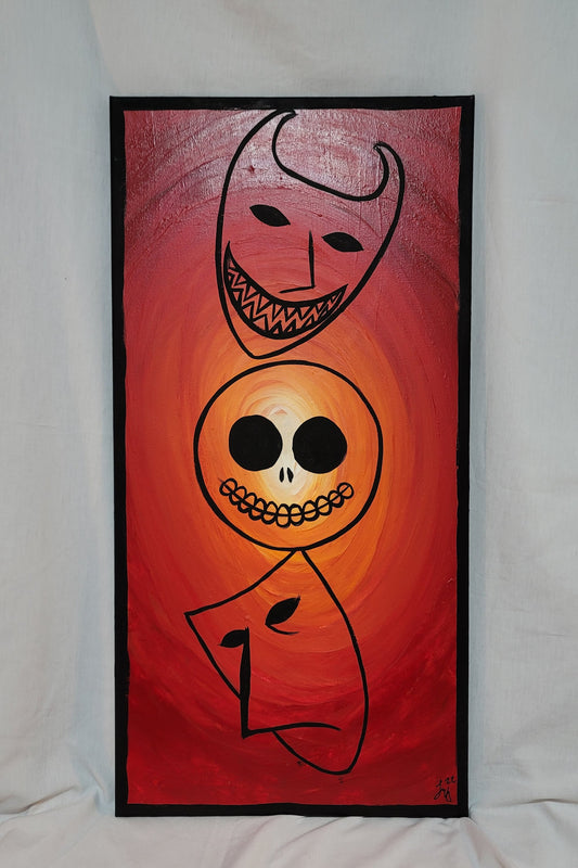 Lock, Shock, and Barrel painting in acrylic