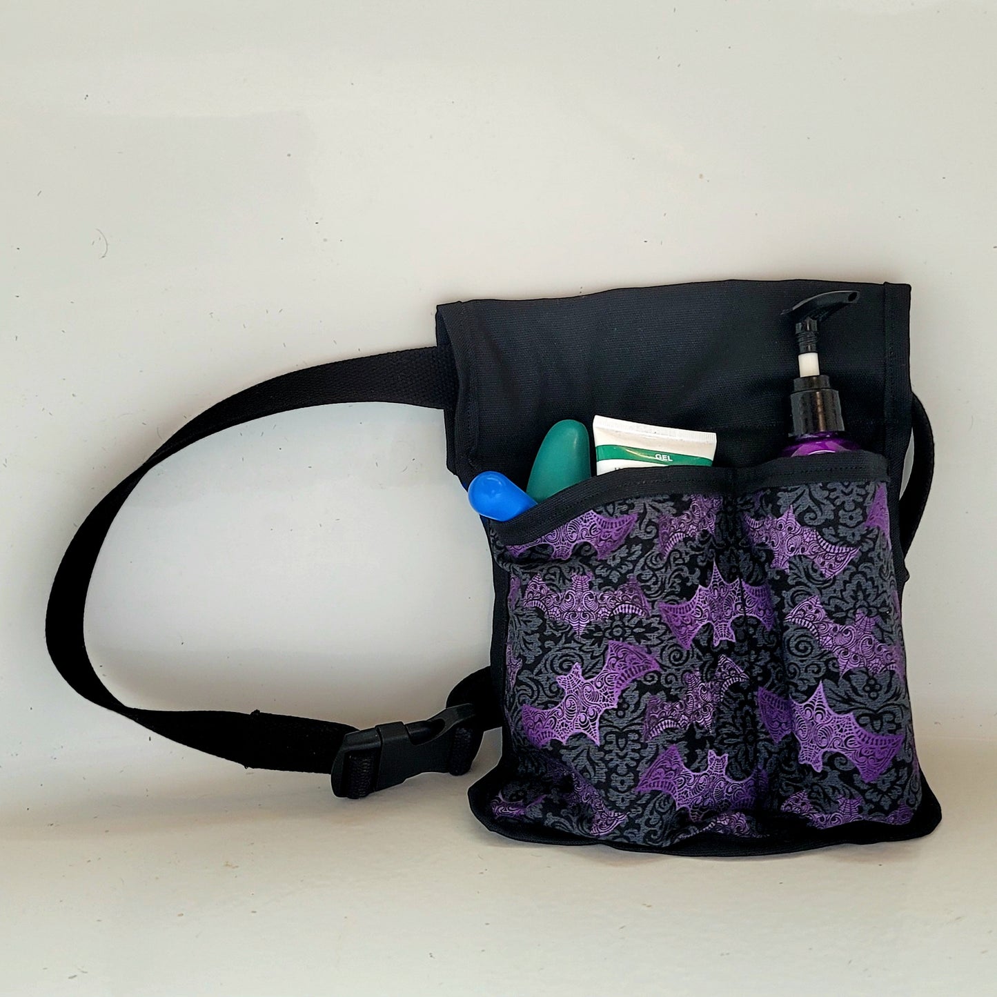 Purple Bats Massage Therapist Lotion holster with Tool Pocket and Utility Holster