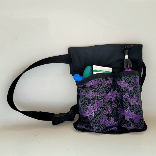 Purple Bats Massage Therapist Lotion holster with Tool Pocket and Utility Holster