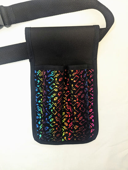 Metallic Rainbow Music Notes Massage Therapist Double Lotion and Utility Holster