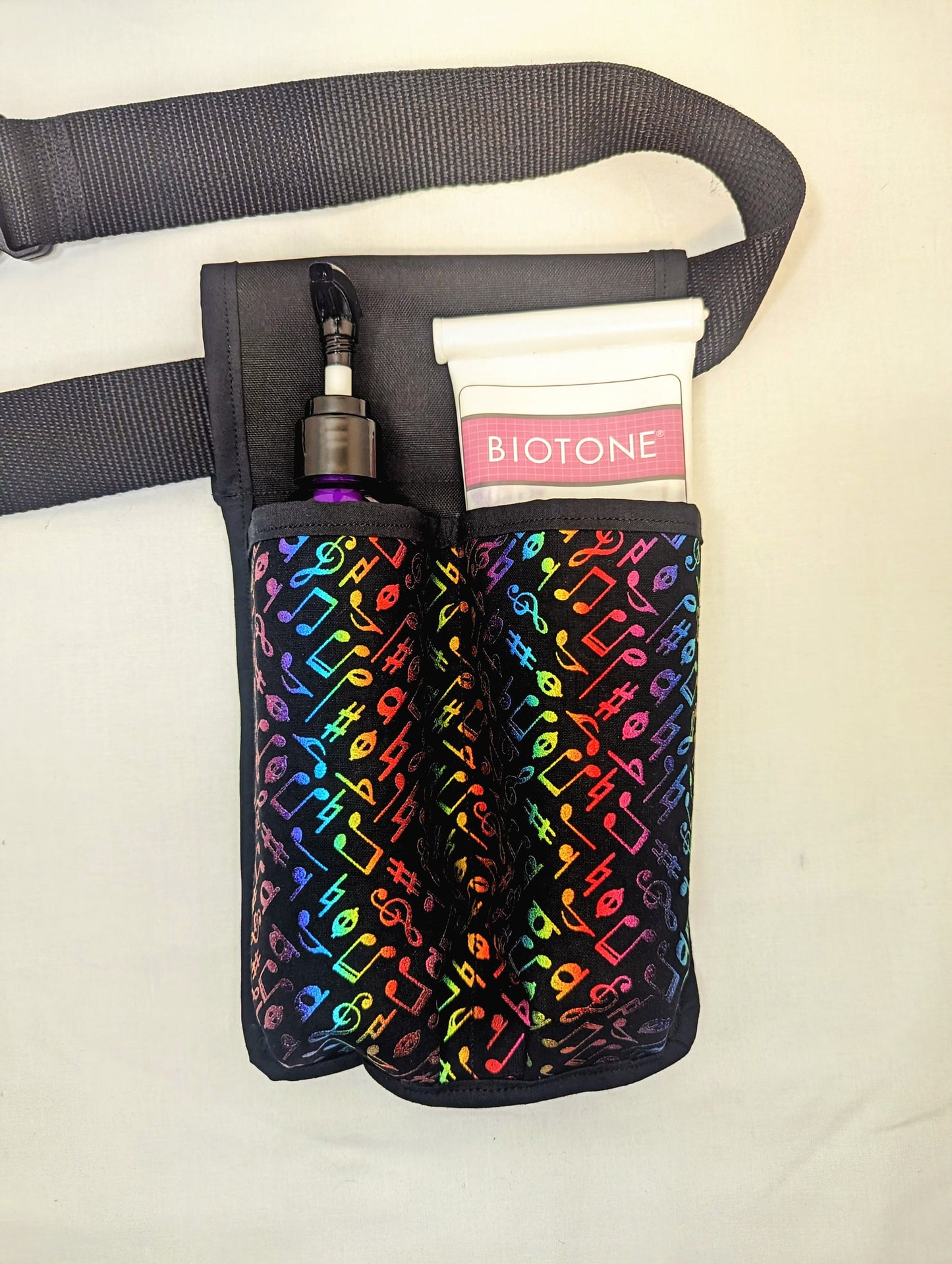 Metallic Rainbow Music Notes Massage Therapist Double Lotion and Utility Holster