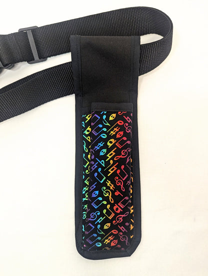 Rainbow Metallic Music Notes Massage Therapist Single Lotion and Utility Holster