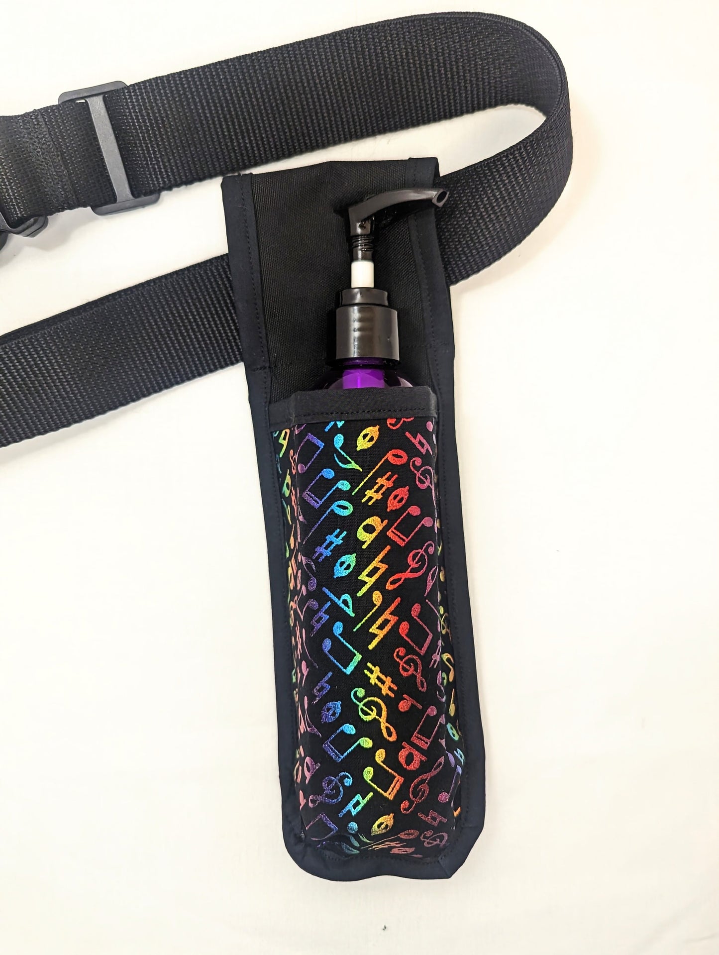 Rainbow Metallic Music Notes Massage Therapist Single Lotion and Utility Holster