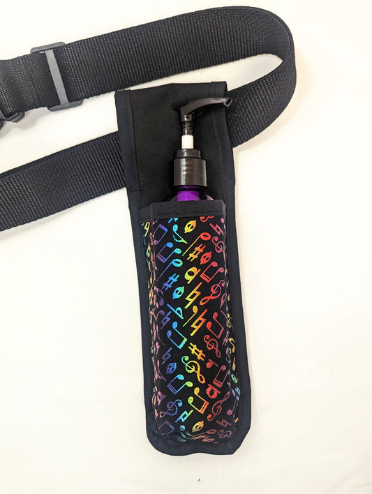 Rainbow Metallic Music Notes Massage Therapist Single Lotion and Utility Holster