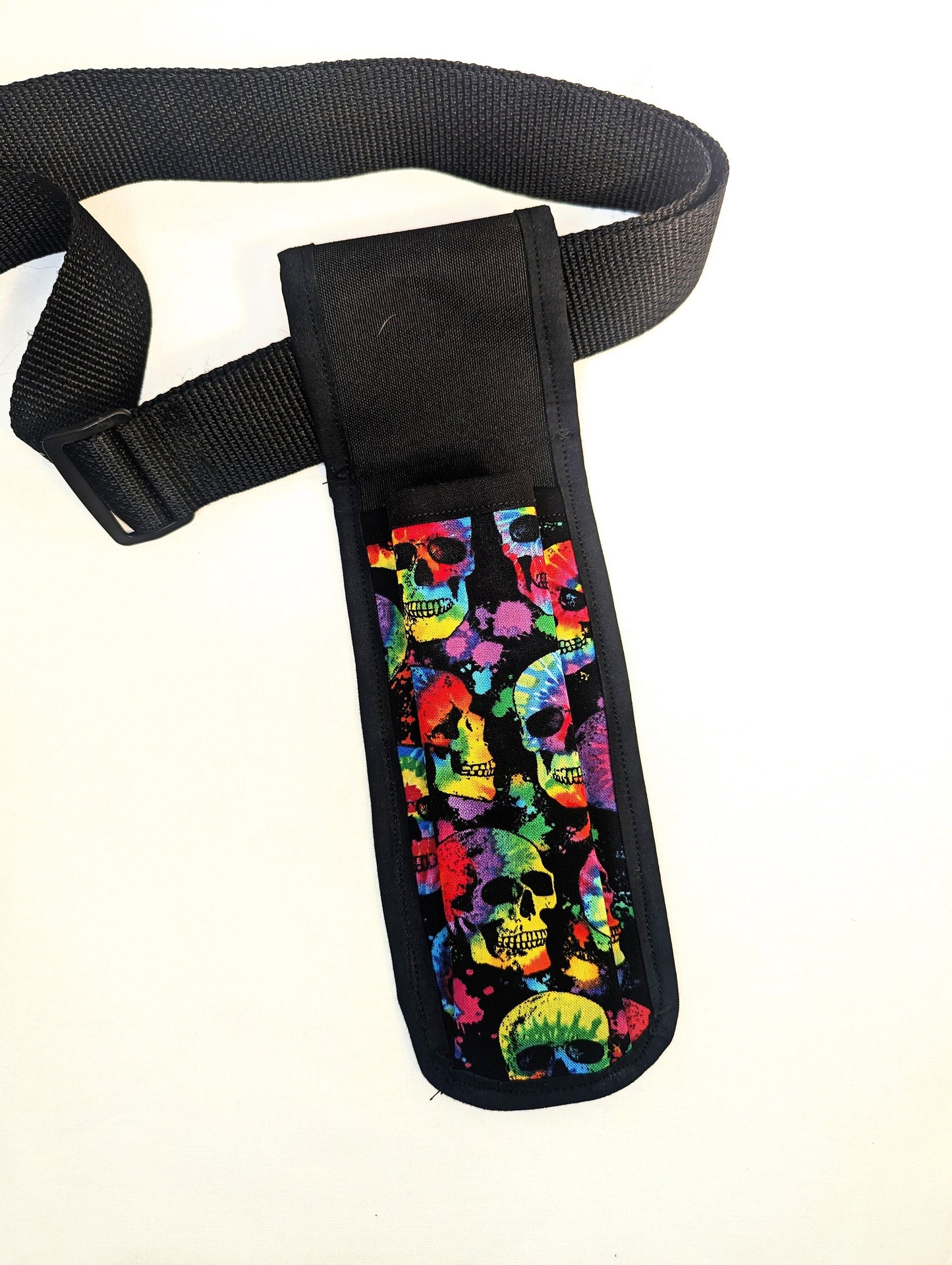 Rainbow Tie Dye Skulls Massage Therapist Single Lotion and Utility Holster