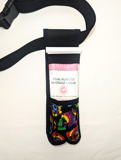 Tie Dye Rainbow Skulls Single Cream Massage Holster and Utility Holster