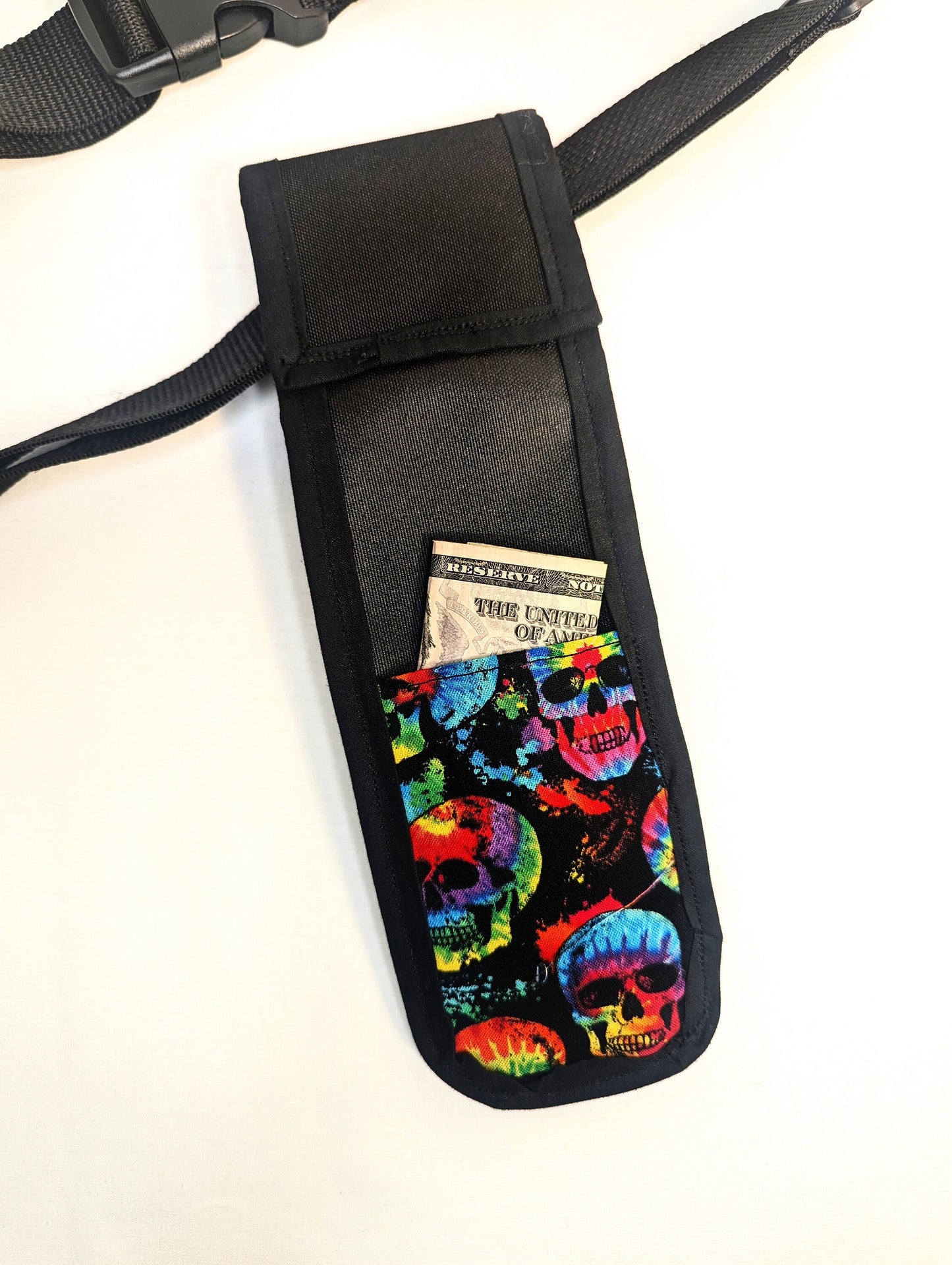 Rainbow Tie Dye Skulls Massage Therapist Single Lotion and Utility Holster
