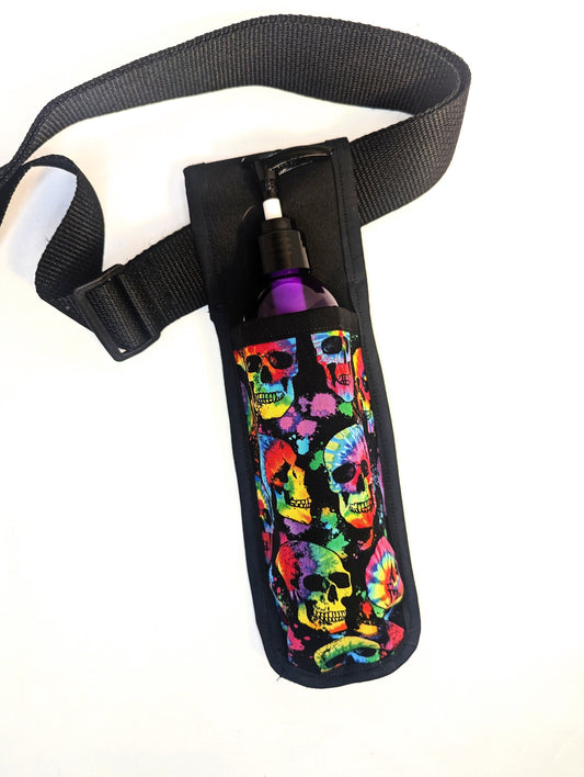 Rainbow Tie Dye Skulls Massage Therapist Single Lotion and Utility Holster