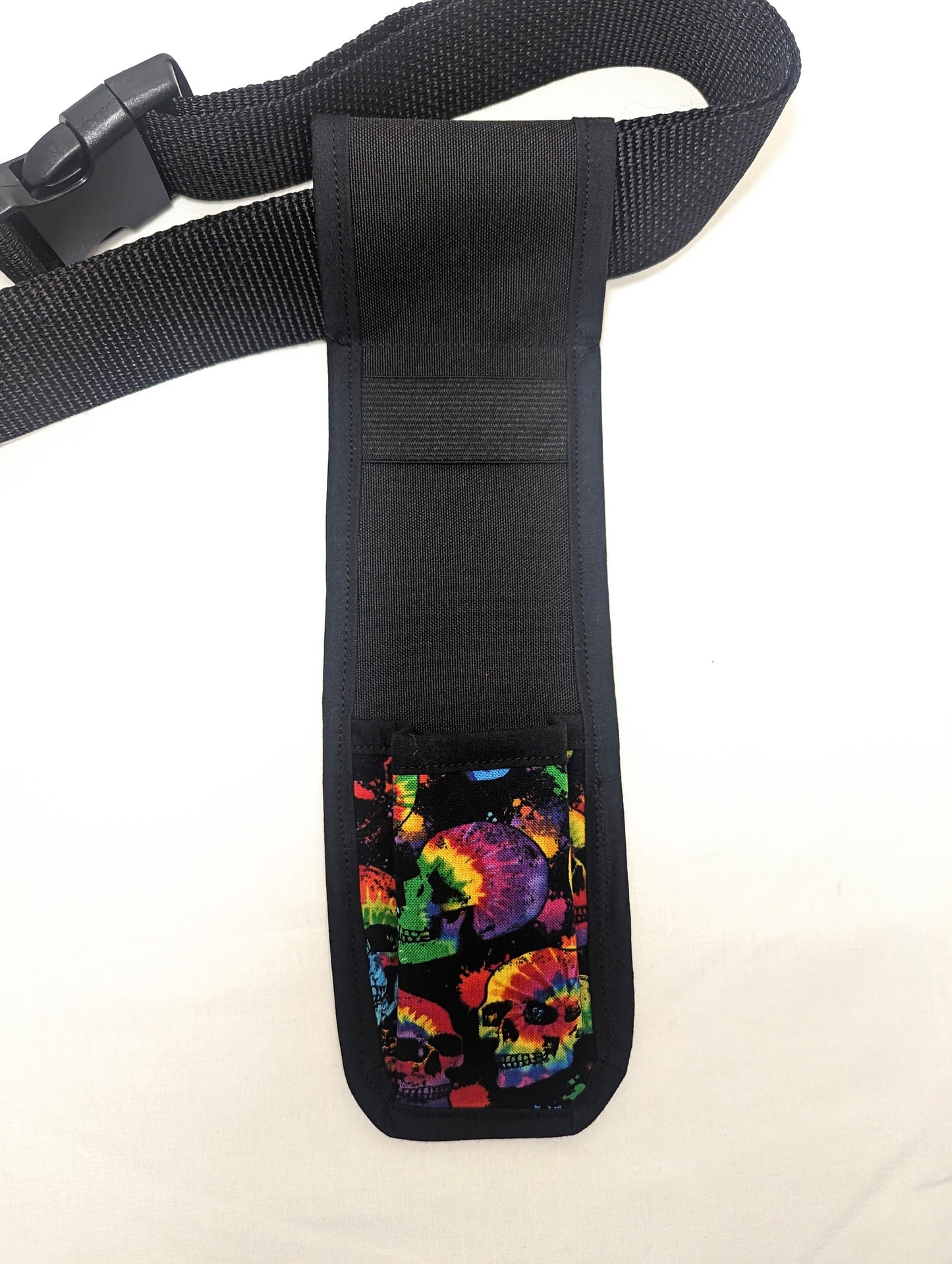 Tie Dye Rainbow Skulls Single Cream Massage Holster and Utility Holster
