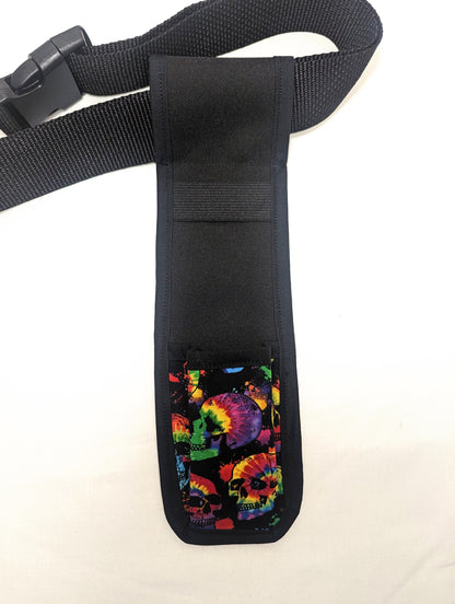 Tie Dye Rainbow Skulls Single Cream Massage Holster and Utility Holster