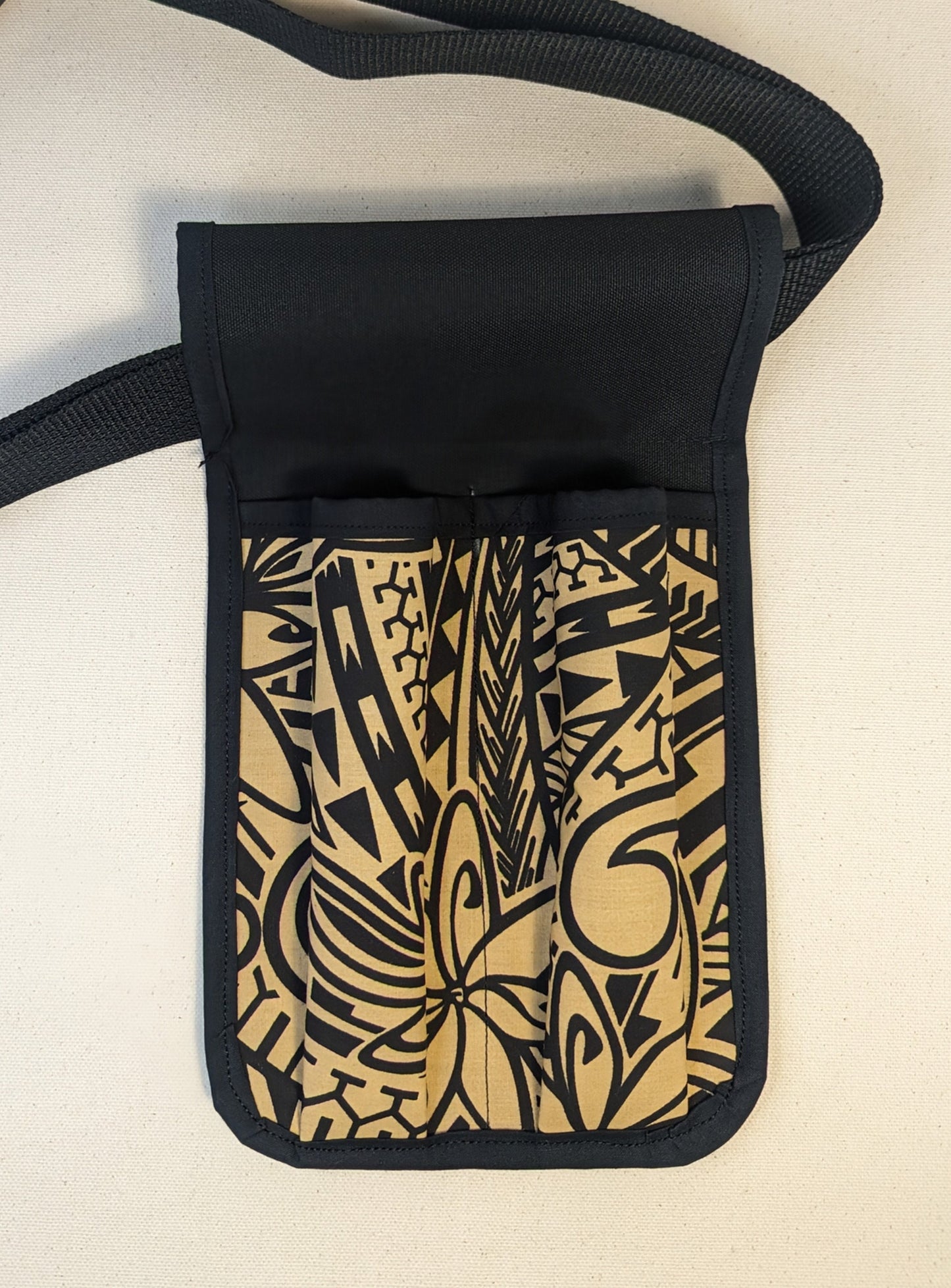 Polynesian Tribal in Gold and Black Massage Therapist Double Lotion and Utility Holster