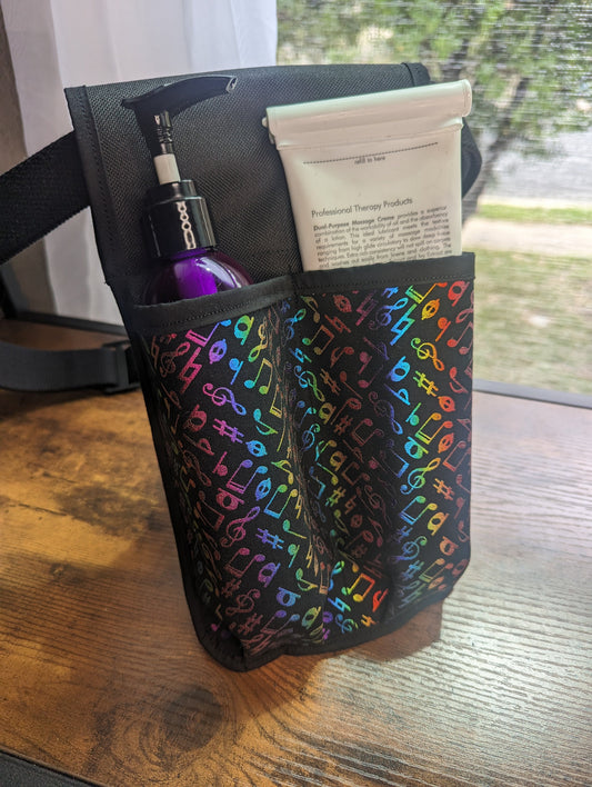 Metallic Rainbow Music Notes Massage Therapist Double Lotion and Utility Holster