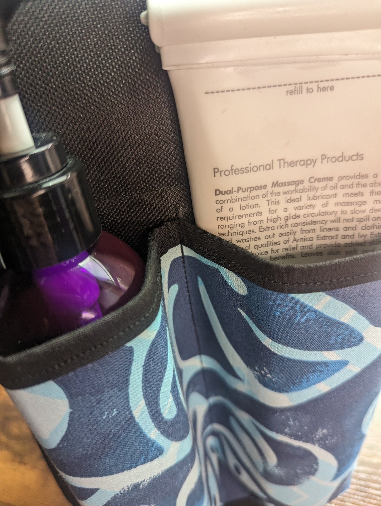 Polynesian Tribal in Blue Massage Therapist Double Lotion and Utility Holster