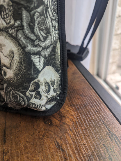 Skull and Roses Massage Therapist Lotion holster with Tool Pocket and Utility Holster