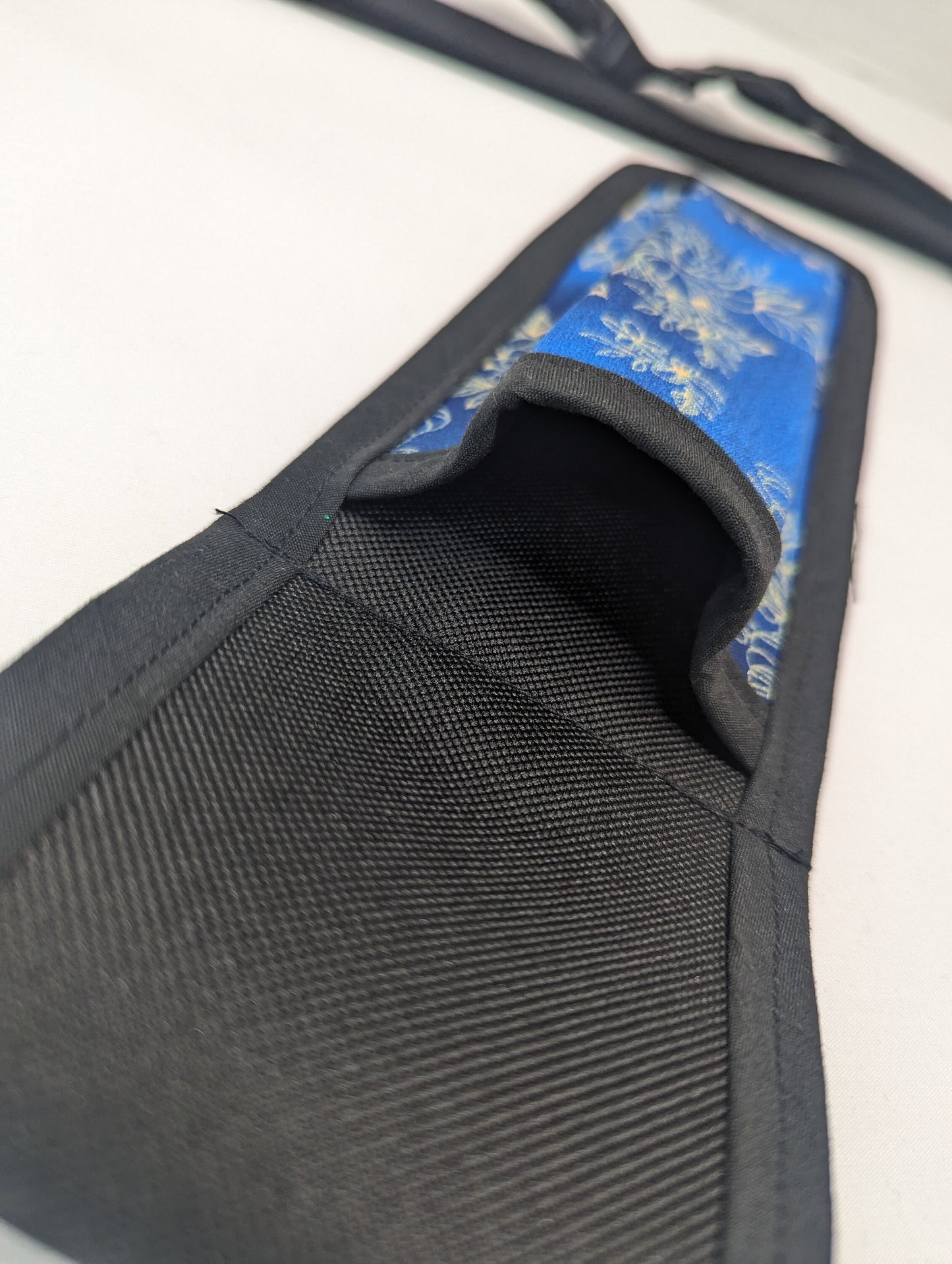 Blue and gold floral Massage Therapist Single Lotion and Utility Holster