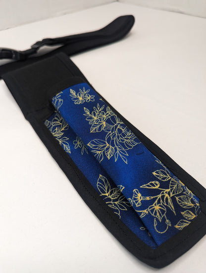 Blue and gold floral Massage Therapist Single Lotion and Utility Holster