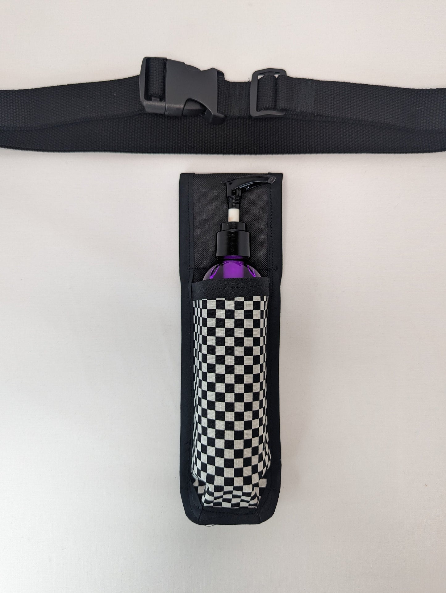 Black and white checkerboard Massage Therapist Single Lotion and Utility Holster