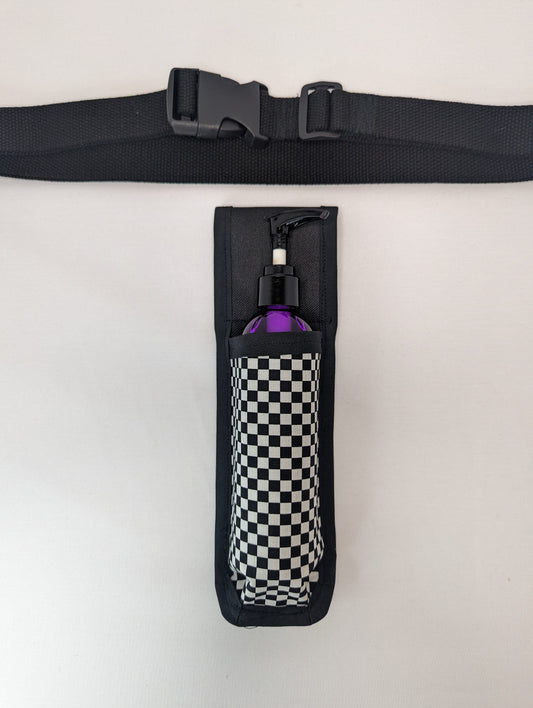 Black and white checkerboard Massage Therapist Single Lotion and Utility Holster