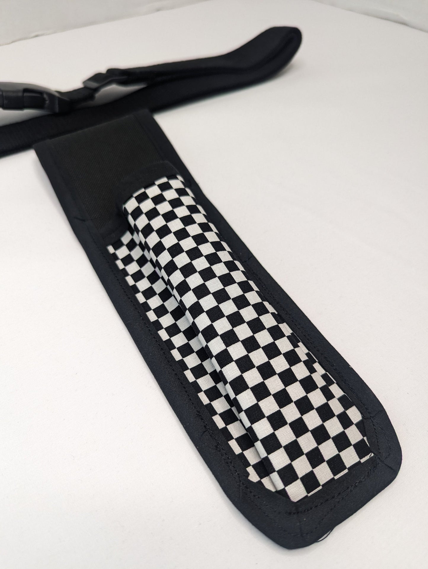 Black and white checkerboard Massage Therapist Single Lotion and Utility Holster