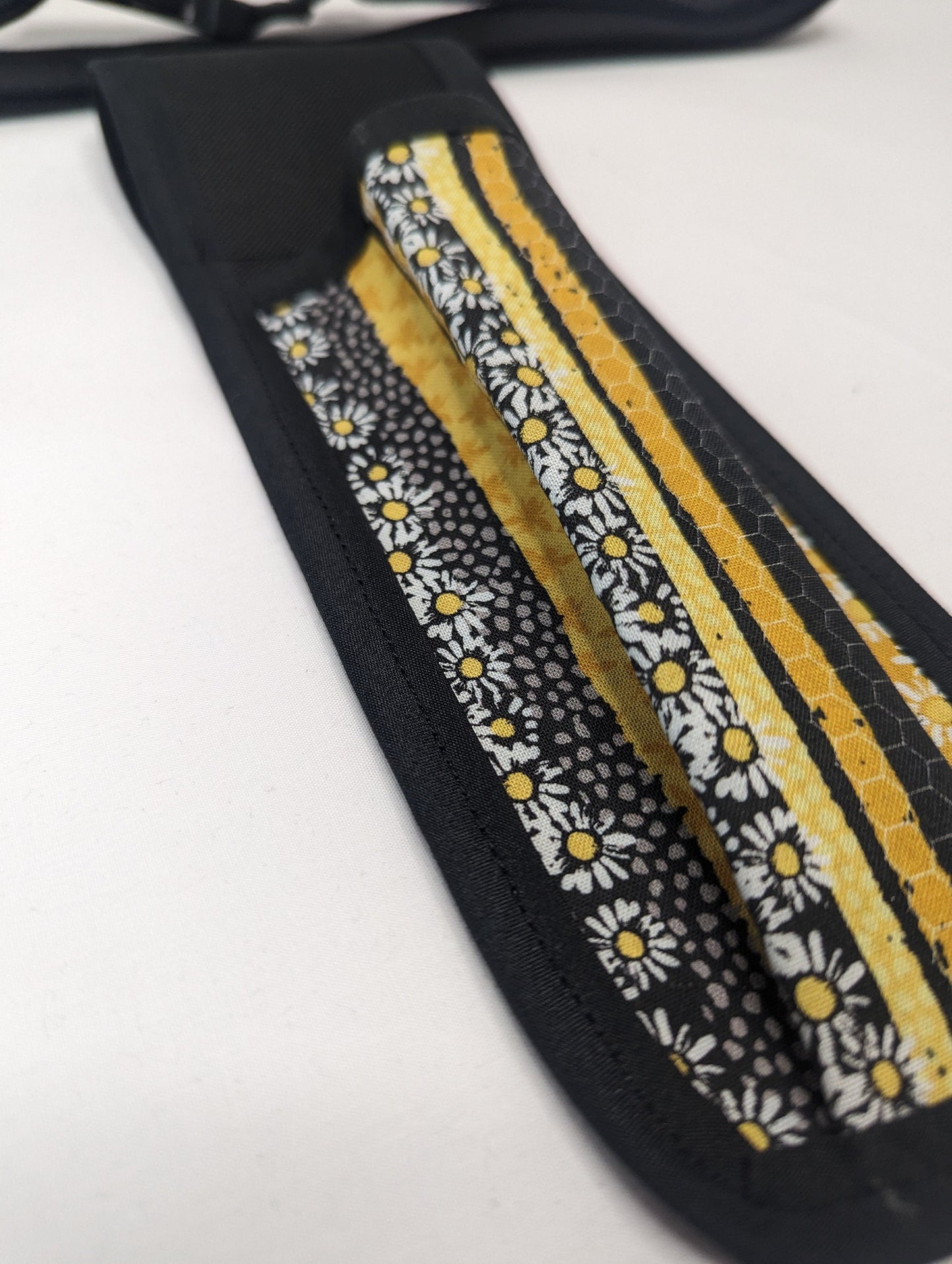 Daisy, hexagon, yellow stripe Massage Therapist Single Lotion and Utility Holster