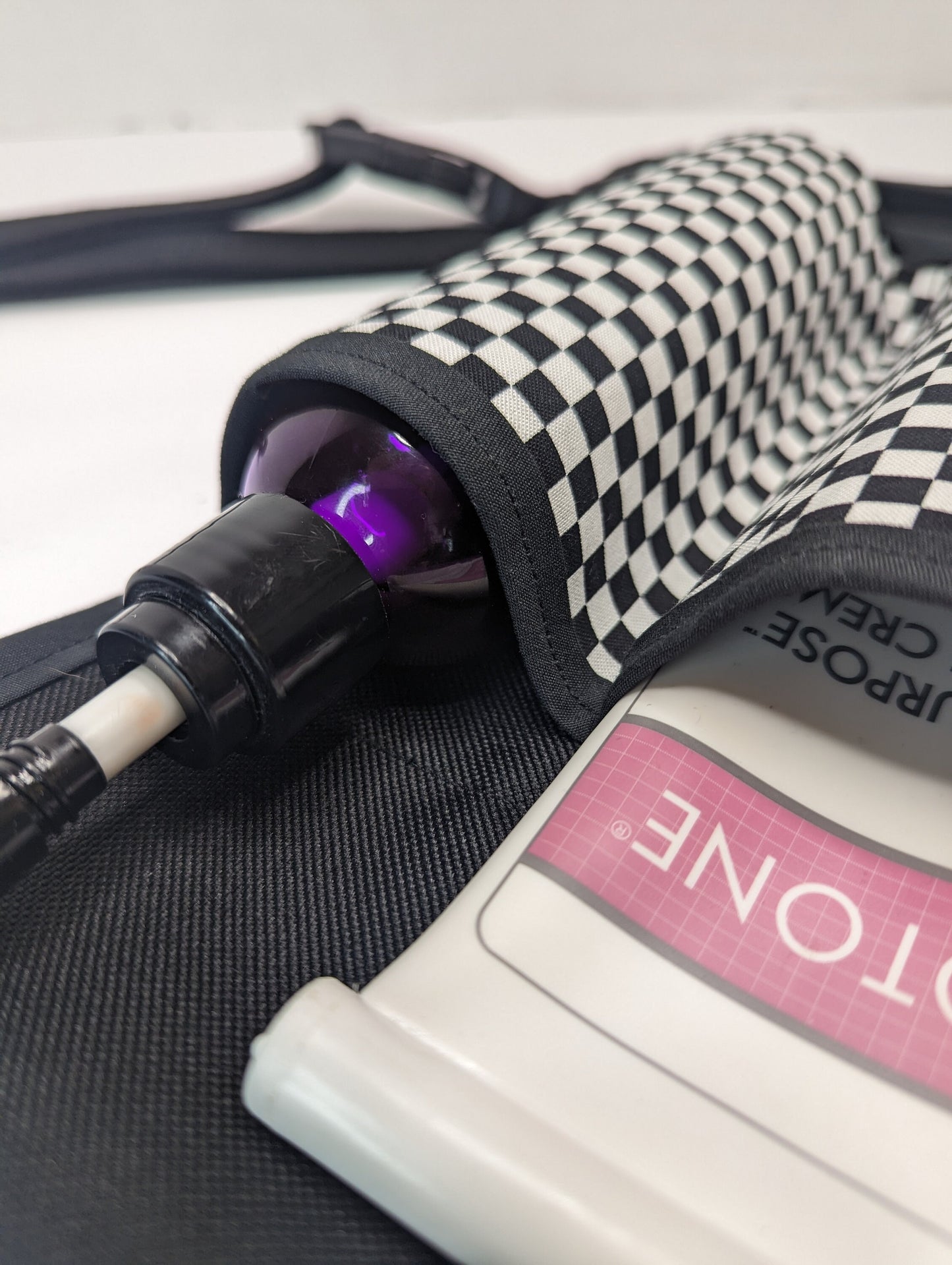 Black and white checkerboard Massage Therapist Double Lotion and Utility Holster