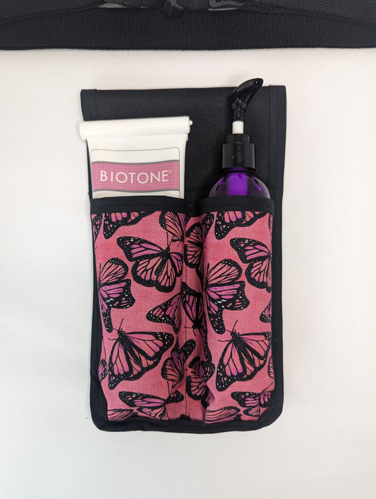 Black and pink butterfly Massage Therapist Double Lotion and Utility Holster