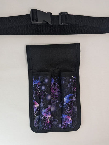 Jellyfish on Black Massage Therapist Double Lotion and Utility Holster