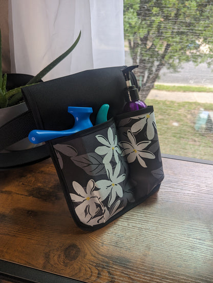 Island Flowers Massage Therapist Lotion holster with Tool Pocket and Utility Holster
