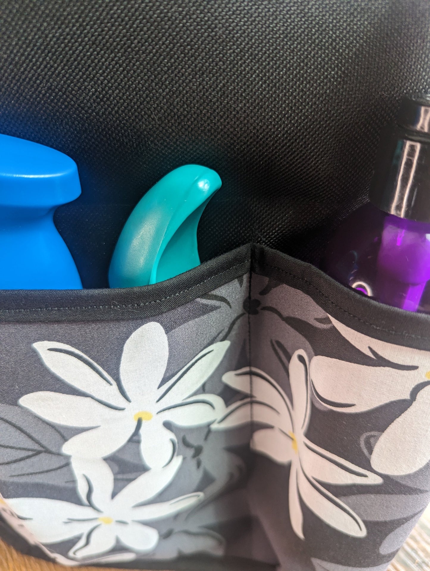 Island Flowers Massage Therapist Lotion holster with Tool Pocket and Utility Holster