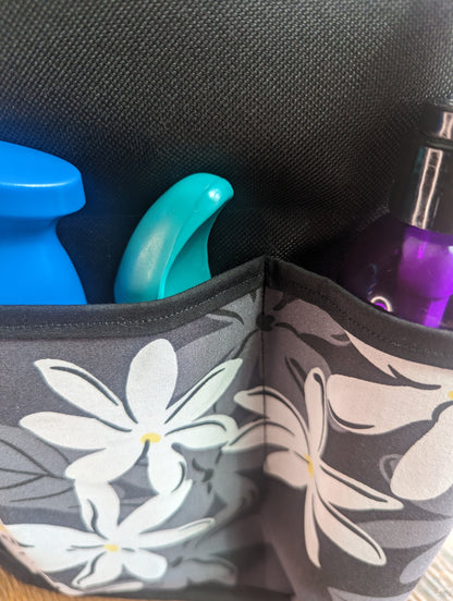 Island Flowers Massage Therapist Lotion holster with Tool Pocket and Utility Holster