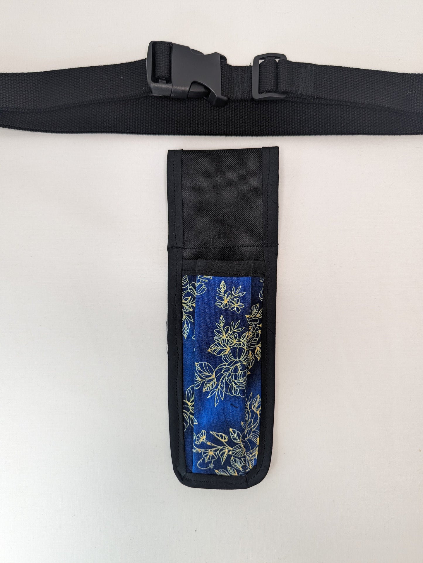 Blue and gold floral Massage Therapist Single Lotion and Utility Holster