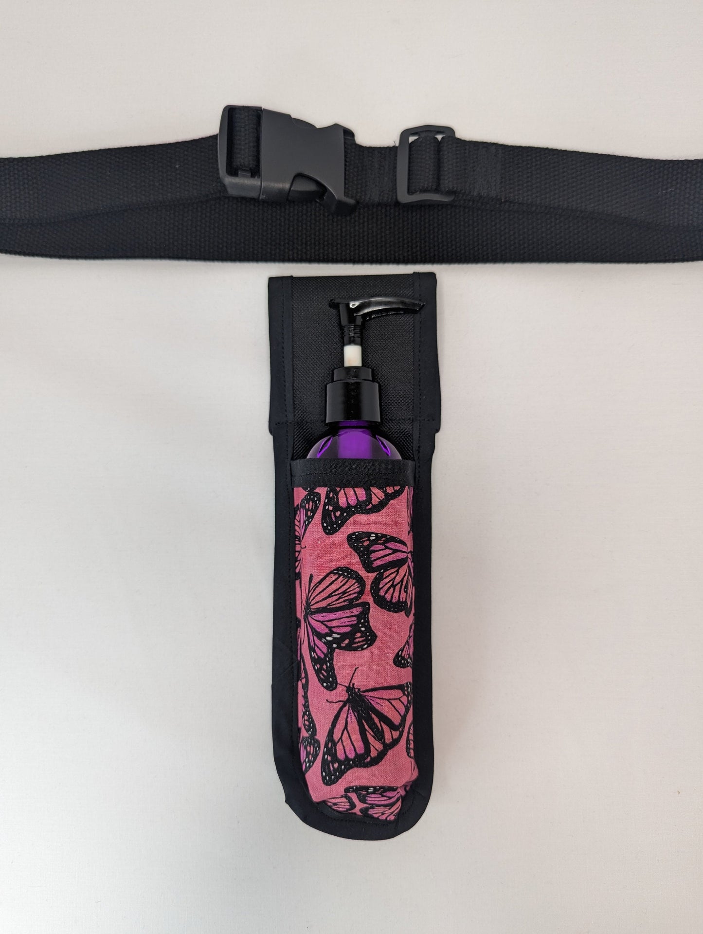 Pink Butterflies Massage Therapist Single Lotion and Utility Holster