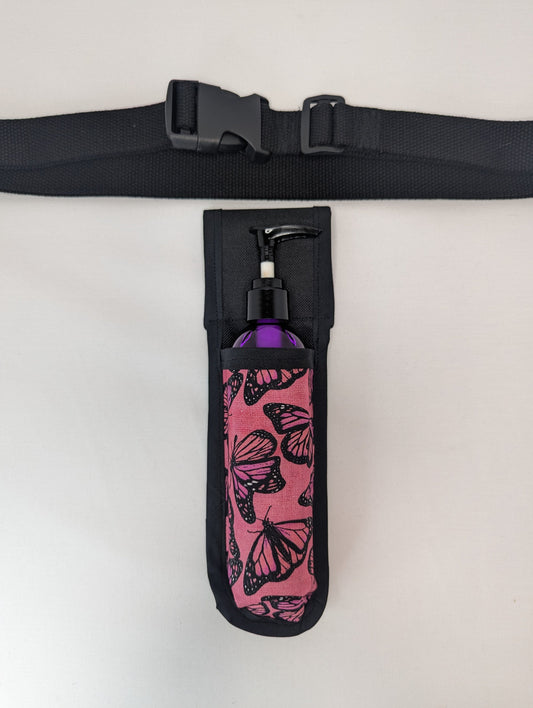 Pink Butterflies Massage Therapist Single Lotion and Utility Holster