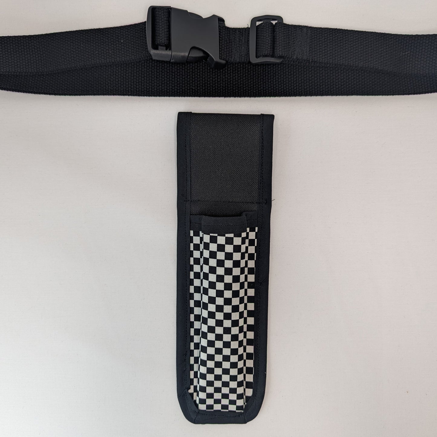 Black and white checkerboard Massage Therapist Single Lotion and Utility Holster