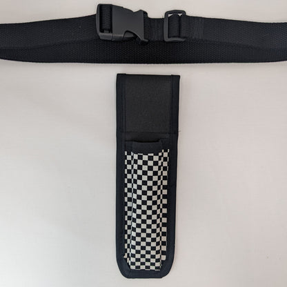 Black and white checkerboard Massage Therapist Single Lotion and Utility Holster