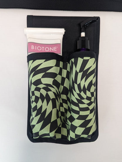 Abstract checkerboard in green Massage Therapist Double Lotion and Utility Holster