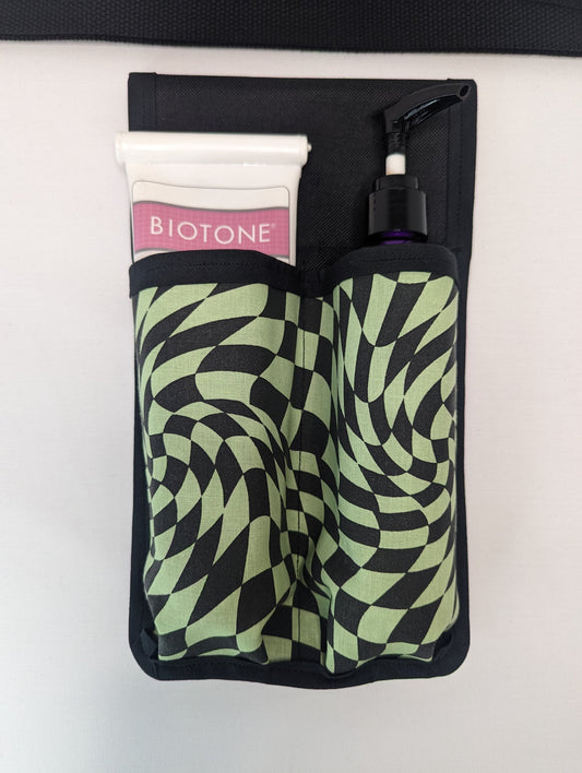 Abstract checkerboard in green Massage Therapist Double Lotion and Utility Holster