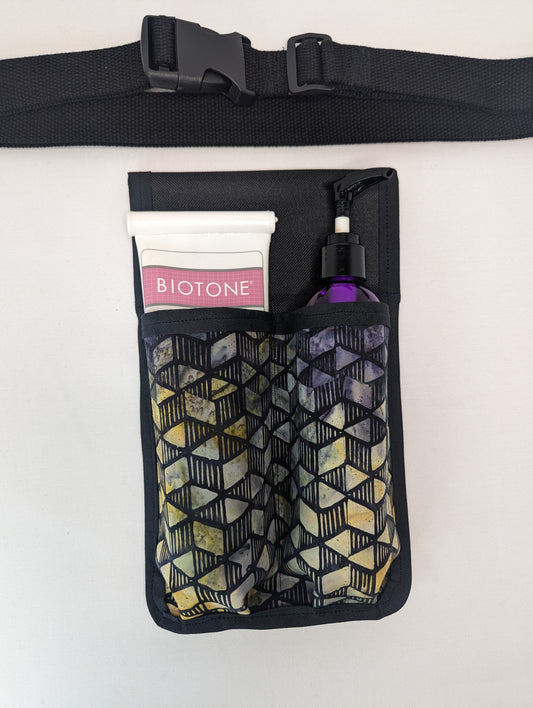 Geometric Black Massage Therapist Double Lotion and Utility Holster