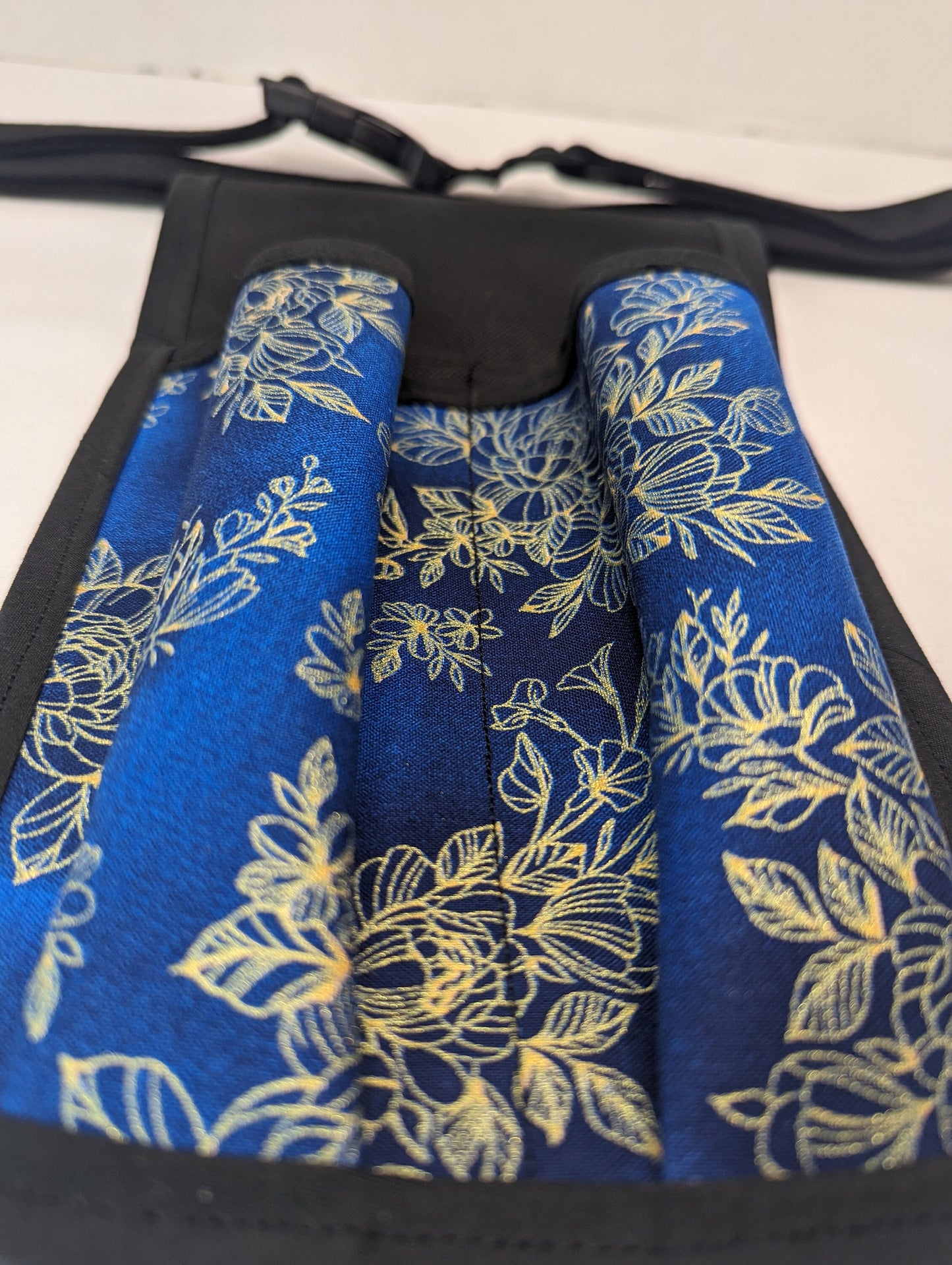 Blue and gold floral Massage Therapist Double Lotion and Utility Holster