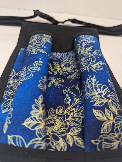 Blue and gold floral Massage Therapist Double Lotion and Utility Holster