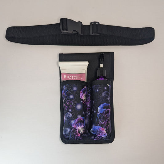 Jellyfish on Black Massage Therapist Double Lotion and Utility Holster