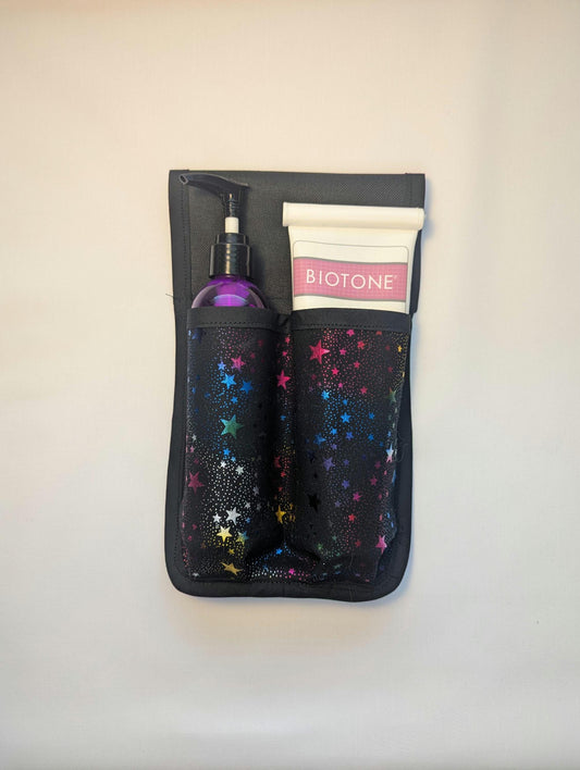 Metallic Rainbow Stars Massage Therapist Double Lotion and Utility Holster